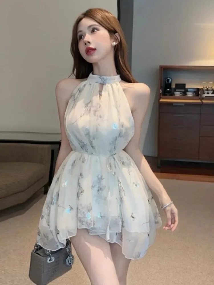 Women's Floral Halter Mini Dress