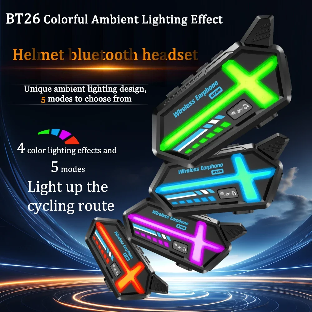BT26 Intercom Headset Bluetooth 5.4 Waterproof Motorcycle
