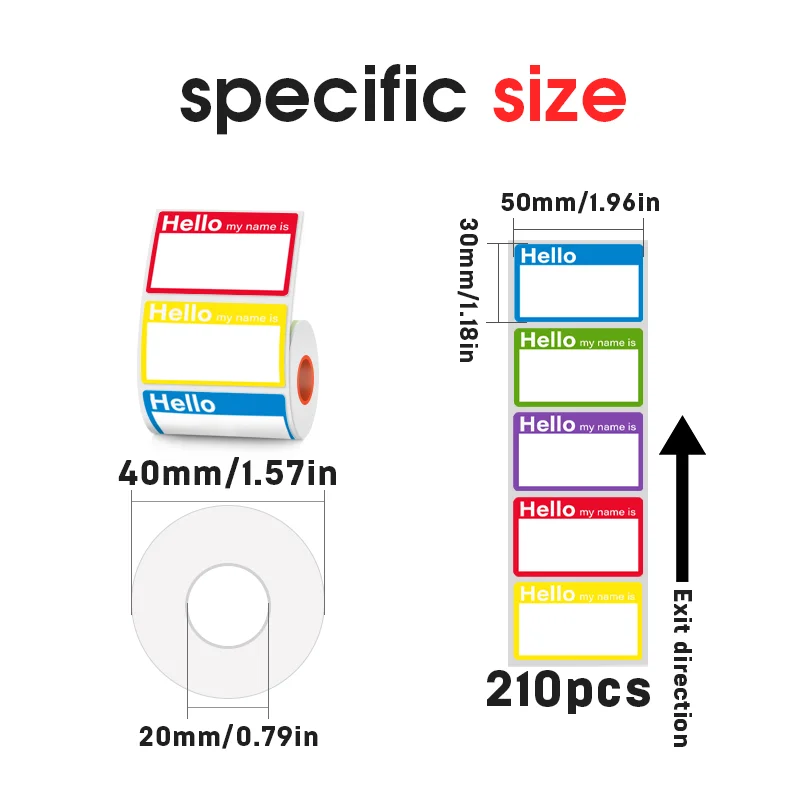 SINMARK Name Stickers 210pcs/roll Hello My Name Is Labels for Office Meeting School Home Decor Art DIY Ornament Decoration Tags