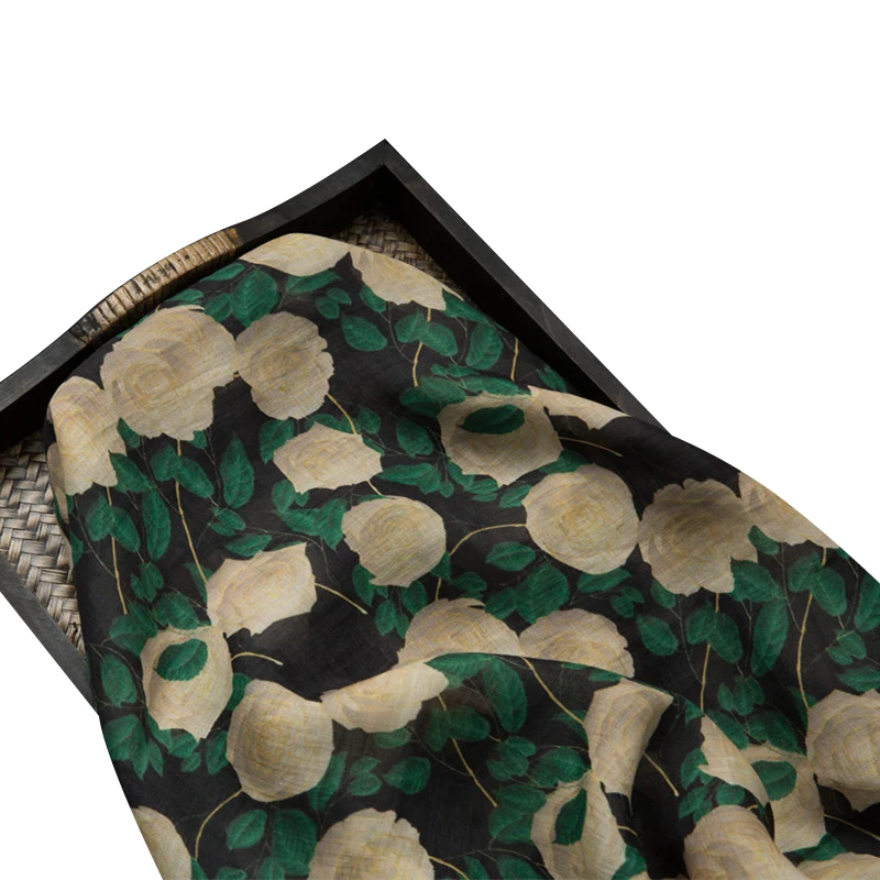 

Retro Idyllic Printed Ramie Fabric Gown Dress Fabric
