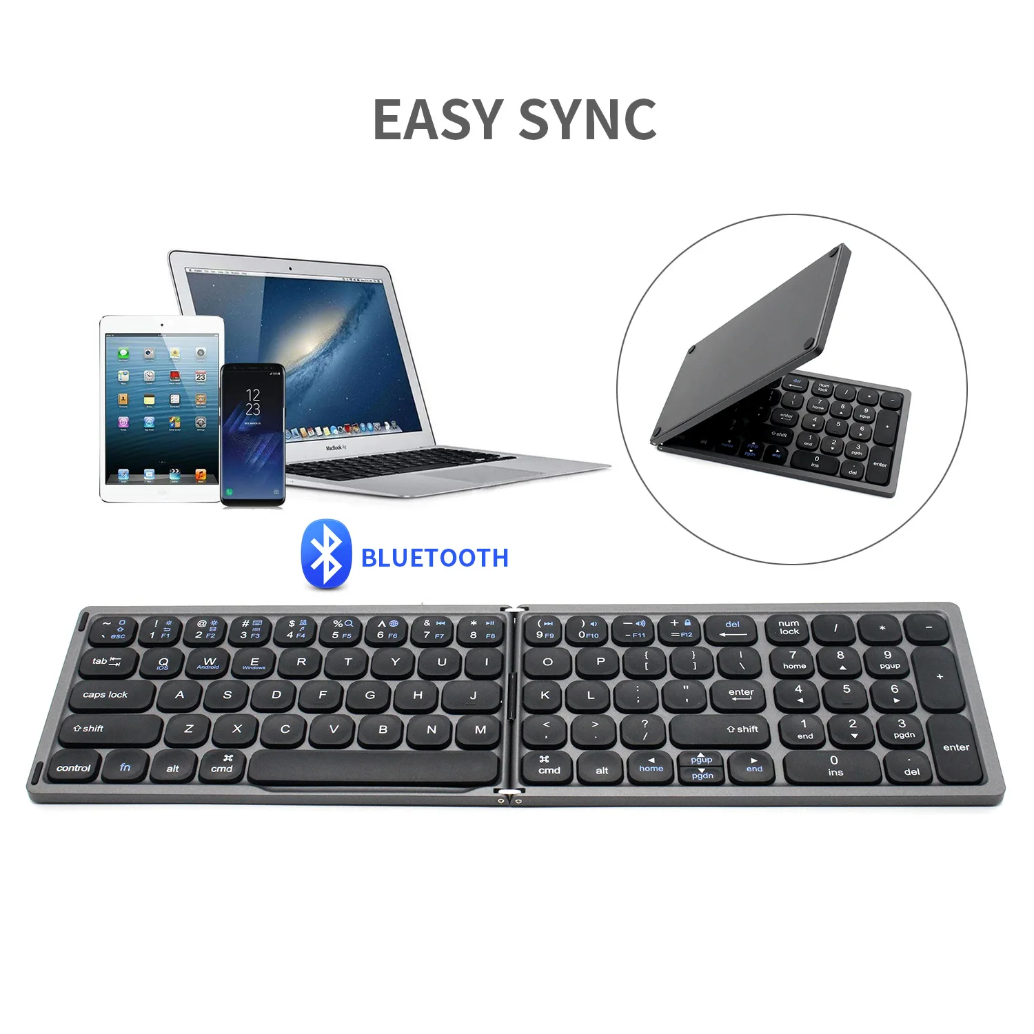 mini teclado inalambrico plegable Bluetooth español recargable con panel táctil para Windows Android iOS 5 mini teclado inalambrico plegable mini teclado inalambrico plegable Bluetooth español recargable con panel táctil para Windows Android iOS - Imagen 5