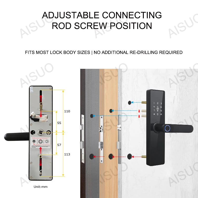 Fingerprint Door Lock Smart Door Lock Electronic Lock Smart Lock Password Lock AISUO M4 TT LOCK Bluetooth Smart Door Lock with Fingerprint Password IC Card Key