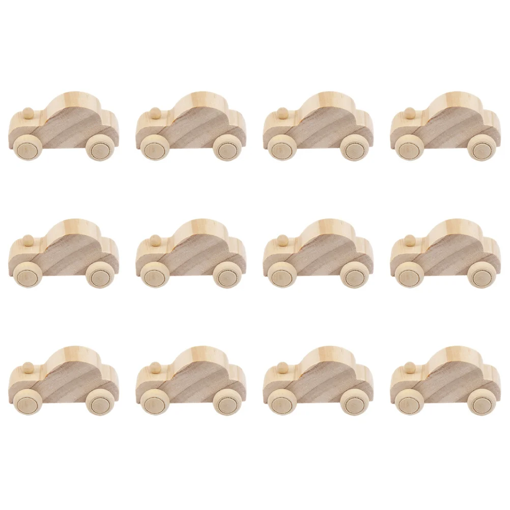 

12 Pcs DIY Graffiti Car Cars Three-dimensional Blank Wooden Painting Crafts for Kids Toddler Toys Toddlers