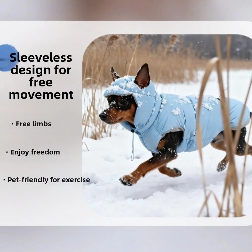 따뜻한 강아지 다운 재킷 귀 구멍이 있는 두꺼운 편안한 겨울 코튼 코트 추위 방지 양털 강아지 옷 야외 산책복