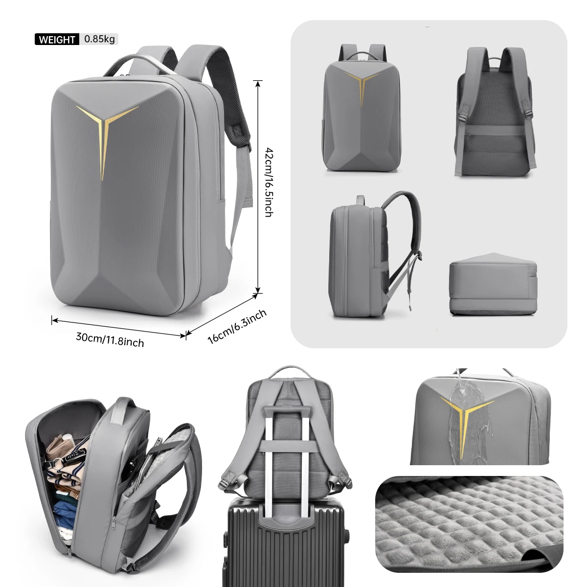 Backpack Hard Shell E-Sports Backpack Cross-Border Fashion School Bag Laptop Bag Business Travel 18inch Computer Bag Commuting Business Travel Bag