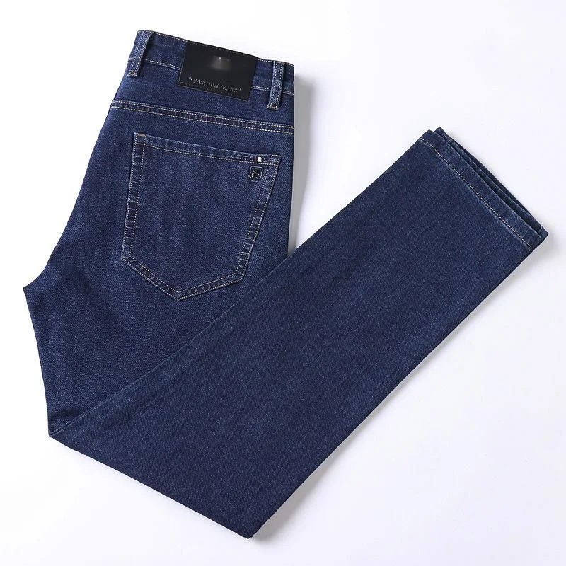 Autumn New Jeans Men's High Waist Elastic Loose Straight Casual Pants Anti Theft Buckle Back Bag_voghion.com