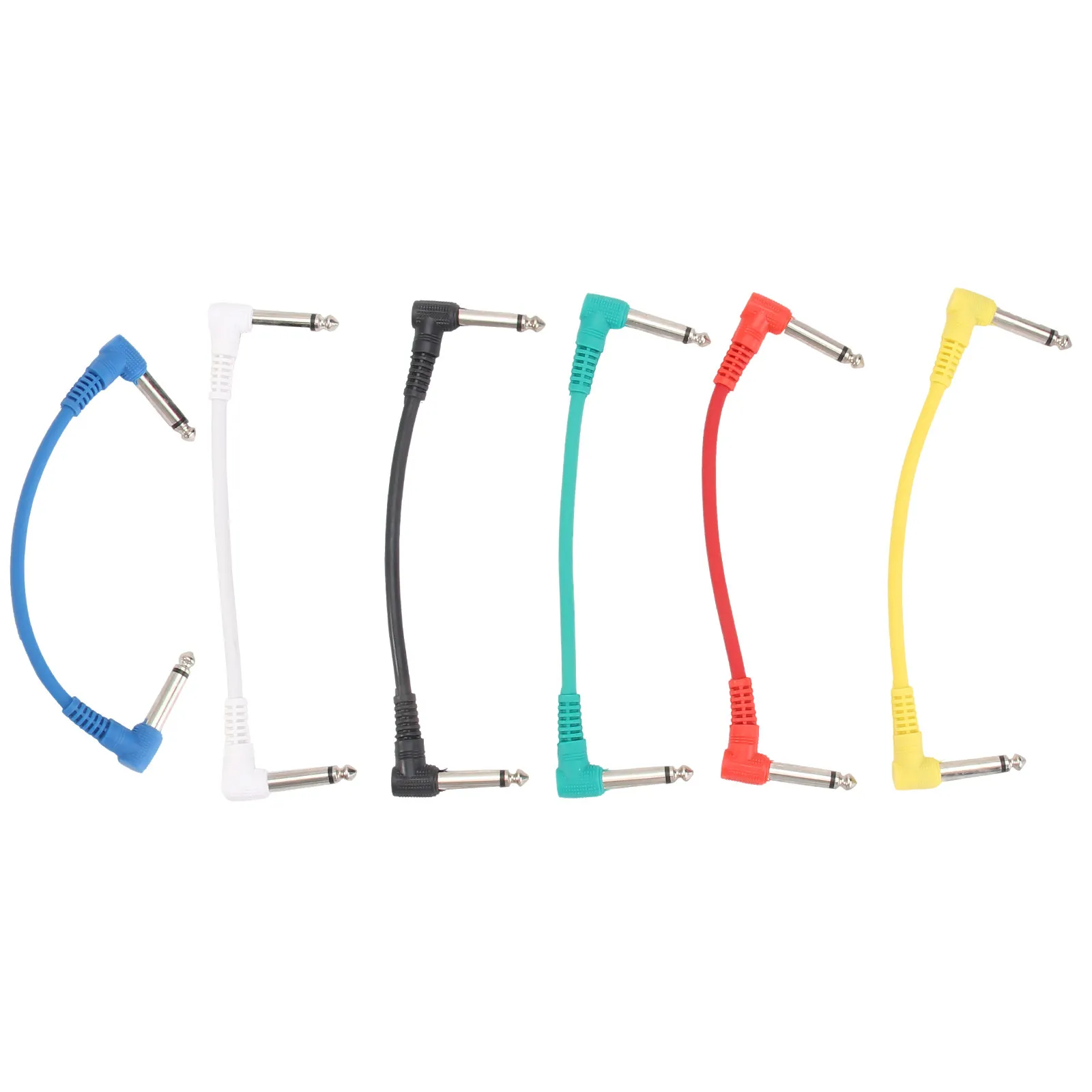 6Pcs 15Cm 기타 패치 케이블 6.35mm 플랫 플러그 전기 기타 베이스 우쿨렐레 앰프 용 무산소 구리 코어 소음 감소
