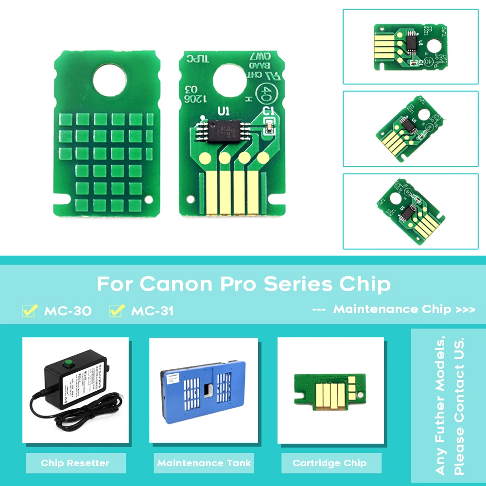 MC-30 MC-31 Maintenance Tank Chip For Canon imagePROGRAF TM-200 TM-205 TM-300 TM-305 GP-5200 GP-5300 TM-5200 TM-5200 MFP L24ei,maintenance box chip resetter