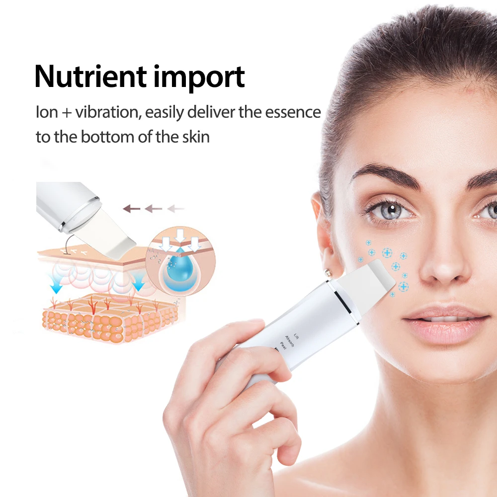 Ultrasonic Skin Scrubber Vibration Face Spatula Blackhead Remover Shovel Clean Cavitation Peeling Facial Lifting Skin Care Tools