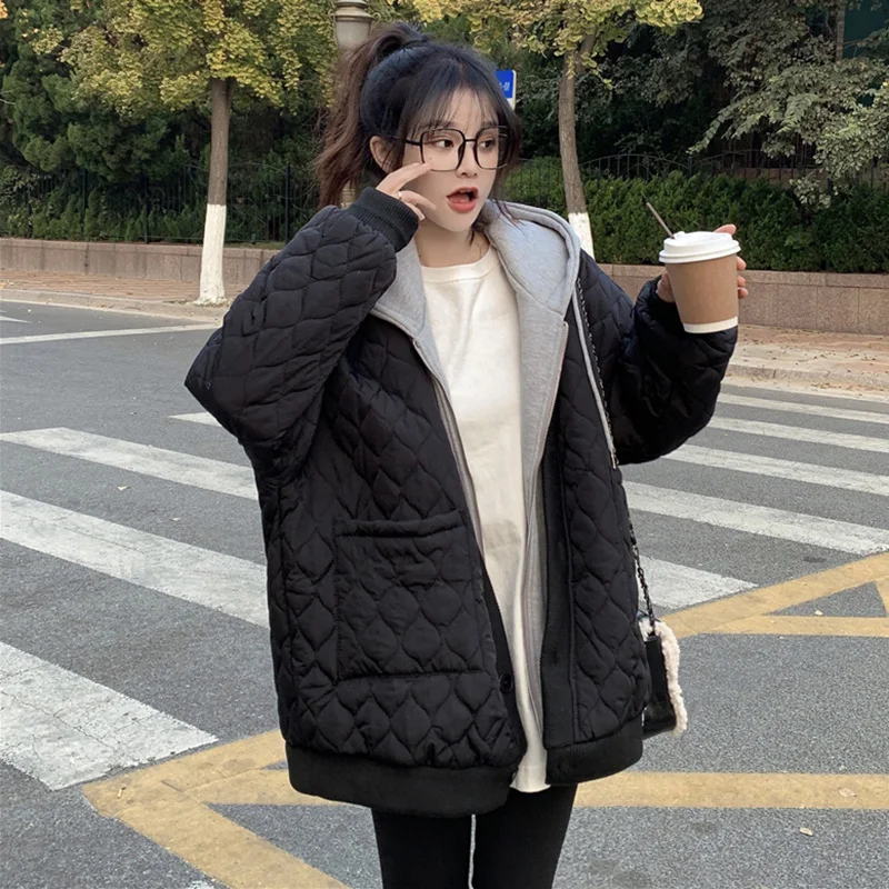 Plus Size Female Winter Coats Fleece Hooded Patchwork Maternity Down Jackets Loose Casual Pregnant Woman Hoodies Outwear Warm