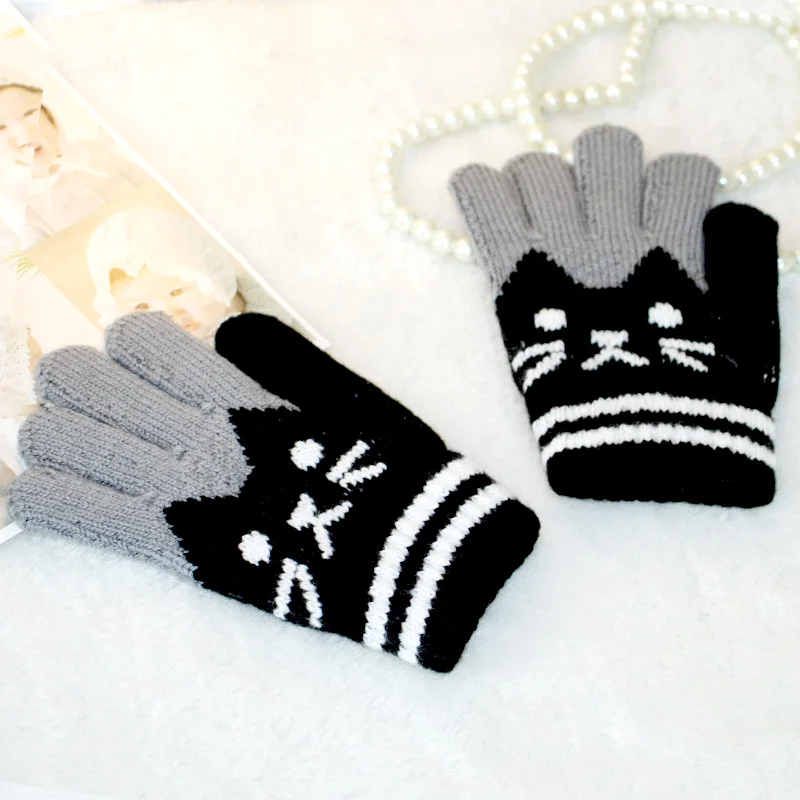 Children Gloves Thickened warm knitted gloves for children aged 5-12 winter outdoor cycling and writing gloves for students
