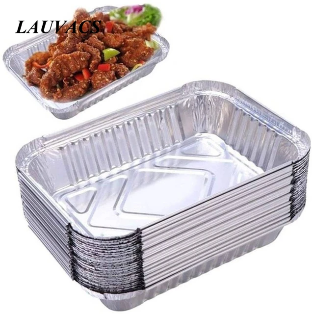620ml Disposable Aluminum Foil Trays With Lid Outdoors Bbq Food Preparation  Containers Baking Food Storage Kitchen Supplies - Disposable Food Containers  - AliExpress
