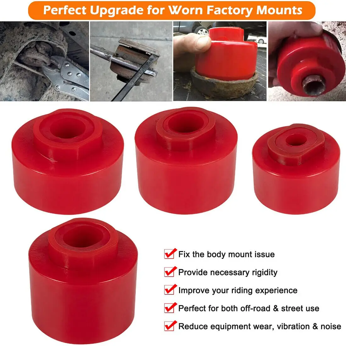 6-116 Body Mount Bushing Kit Fits for Ford Explorer Sport Trac 2001-2005 2WD 4WD Polyurethane Body Mount Kit
