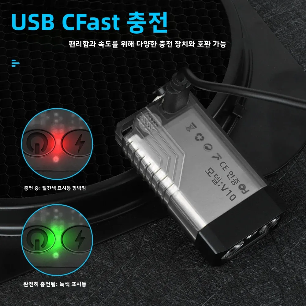 BORUiT V10 EDC LED 손전등 키체인 슈퍼 브라이트 타입-C 충전식 램프 낚시 캠핑 랜턴 UV 라이트 포켓 토치