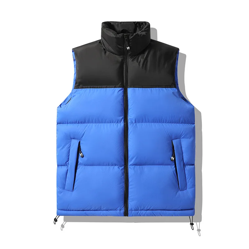 

Men Blue Down Cotton Vest Winter Casual Zip Tank Top Plus Size Boys Outdoor Thick Warm Sleeveless Jacket Outerwear Vest 7xl 8XL