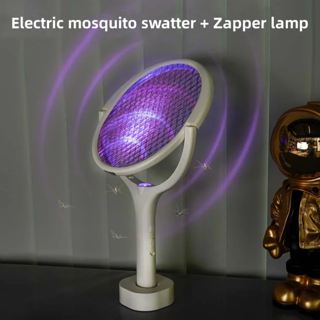 3500 V Elektromos Szúnyog Swatter Skálázható 90 Fokos Forgó Ütő Szúnyoggyilkos Lámpa Uv Light Fly Zapper Trap Újratölthető - Image 2