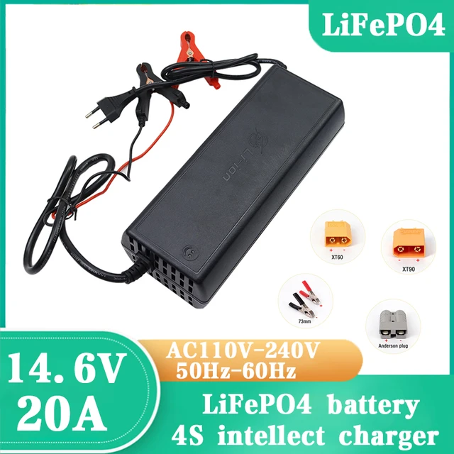 4S 14.6V 10A 20A Lifepo4 Lithium iron phosphate Battery Charger For 12.8V  12V power supply Fast Charger with Fan XT90 Anderson - AliExpress
