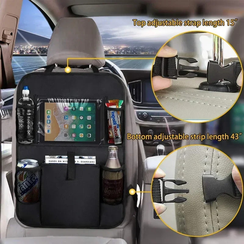 1pcs Car Storage Bag Auto Seat Cover Cushion Children Anti Kick Bag Car Seats Back Organizer with Touch Screen Tablet Holder