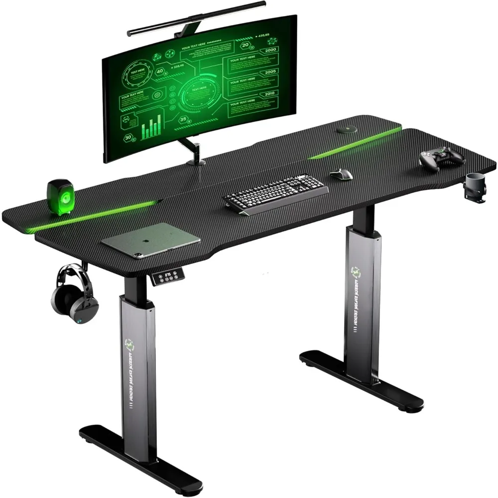 Gaming Standing Desk, Electric Height Adjustable Desks, 63x28 Inch Desks with Mecha LED Panel, Ergonomic Computer Desk 3