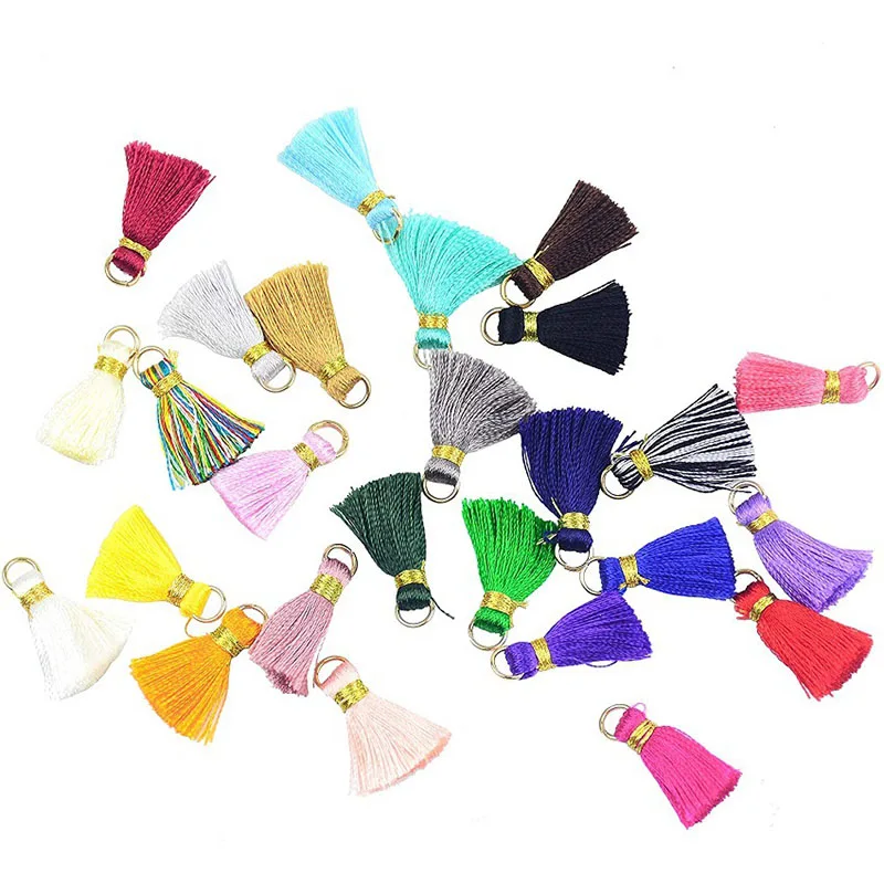 100pcs 20mm Mini Tassels with Golden Jump Ring for Earring Jewelry Making Multicolored DIY Projects