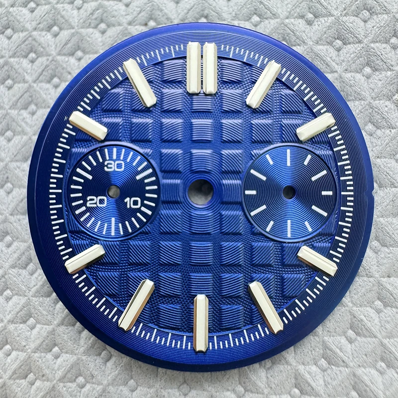 30,5 mm kein Logo Vk64 Zifferblatt 2 Augen Gitter Dual Scale grün leuchtendes Zifferblatt neues Tagebuch Zifferblatt für VK64 Uhrwerk modifizierte Reparatur – Detail 10