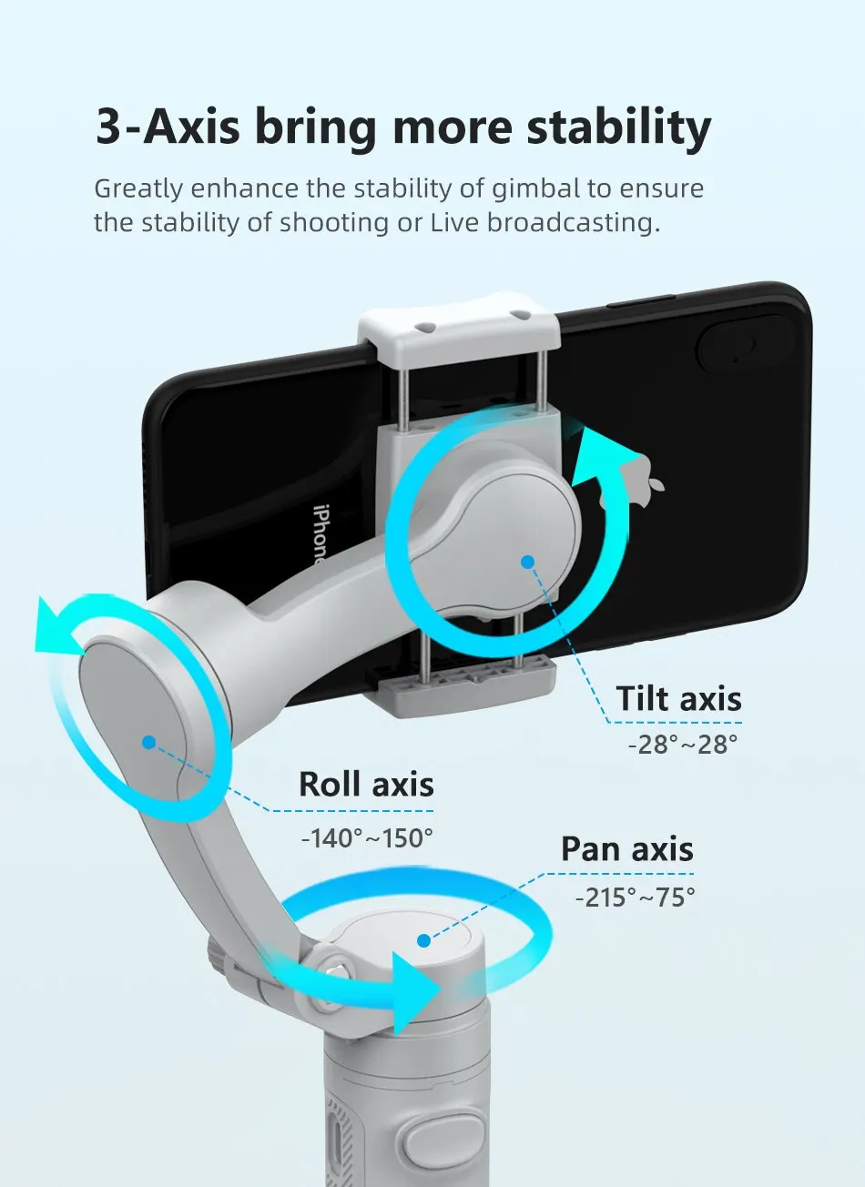 Hq3 3-Achsen-Kardanstabilisator für Smartphone faltbare Handheld-Telefon Video aufzeichnung Vlog Anti-Shake-Stabilisator für iPhone Android