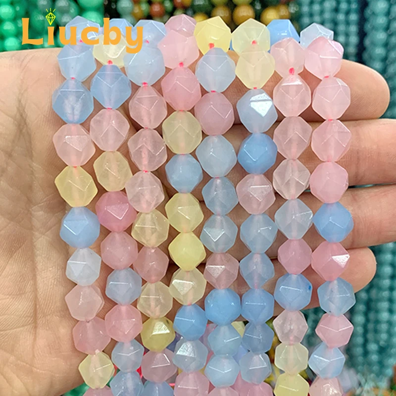 

Natural Stone Faceted Morgan Chalcedony Handmade diamond Beads For Jewelry Making DIY exquisite Accessories 15" Strand 6/8/10mm