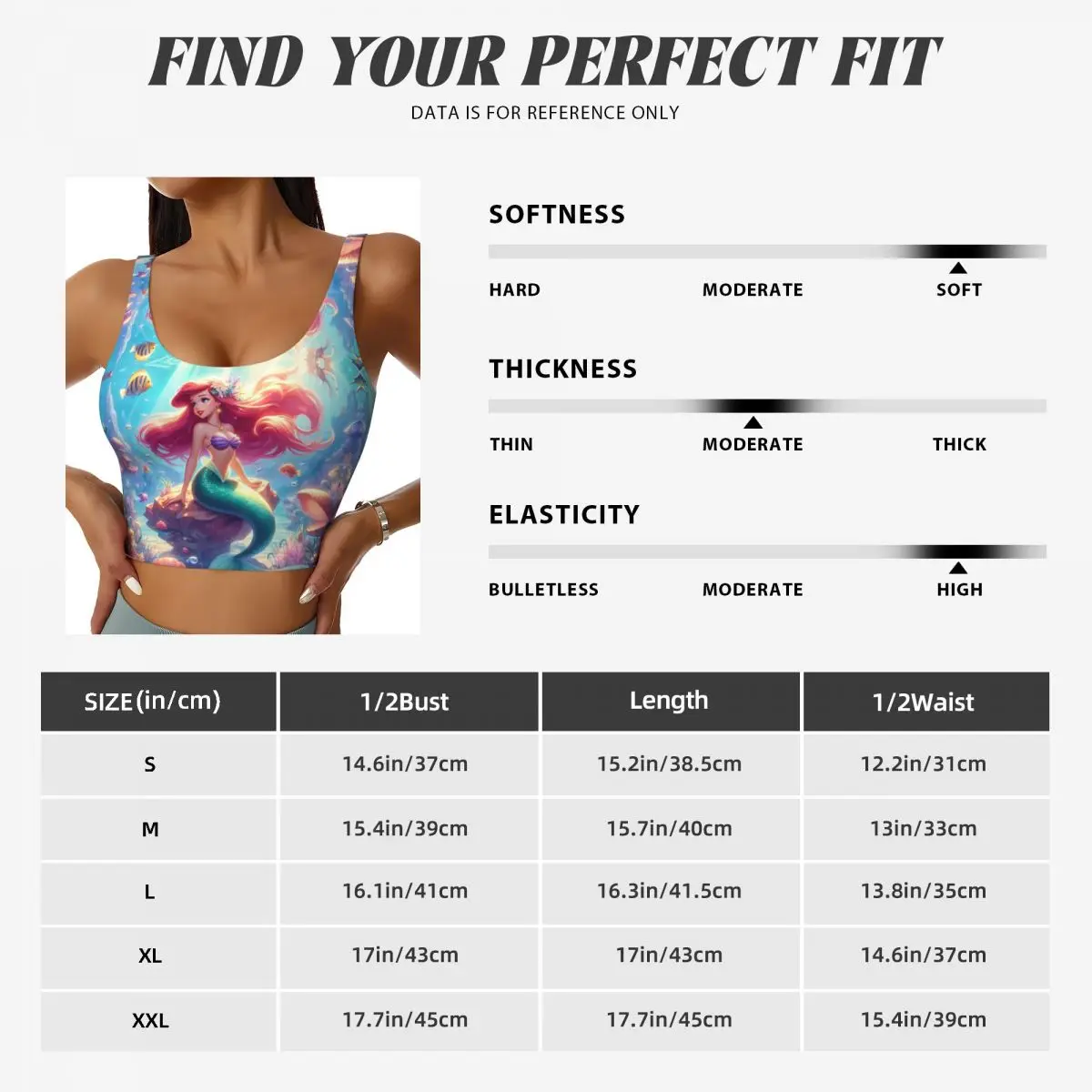 New Ariel Princess High Impact Sports Bras Women's Seamless Workout Yoga Crop Tank Tops