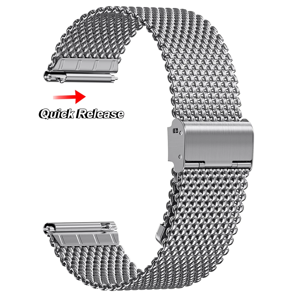 Sleek Silver Milanese Mesh Metal Wristband Bracelet