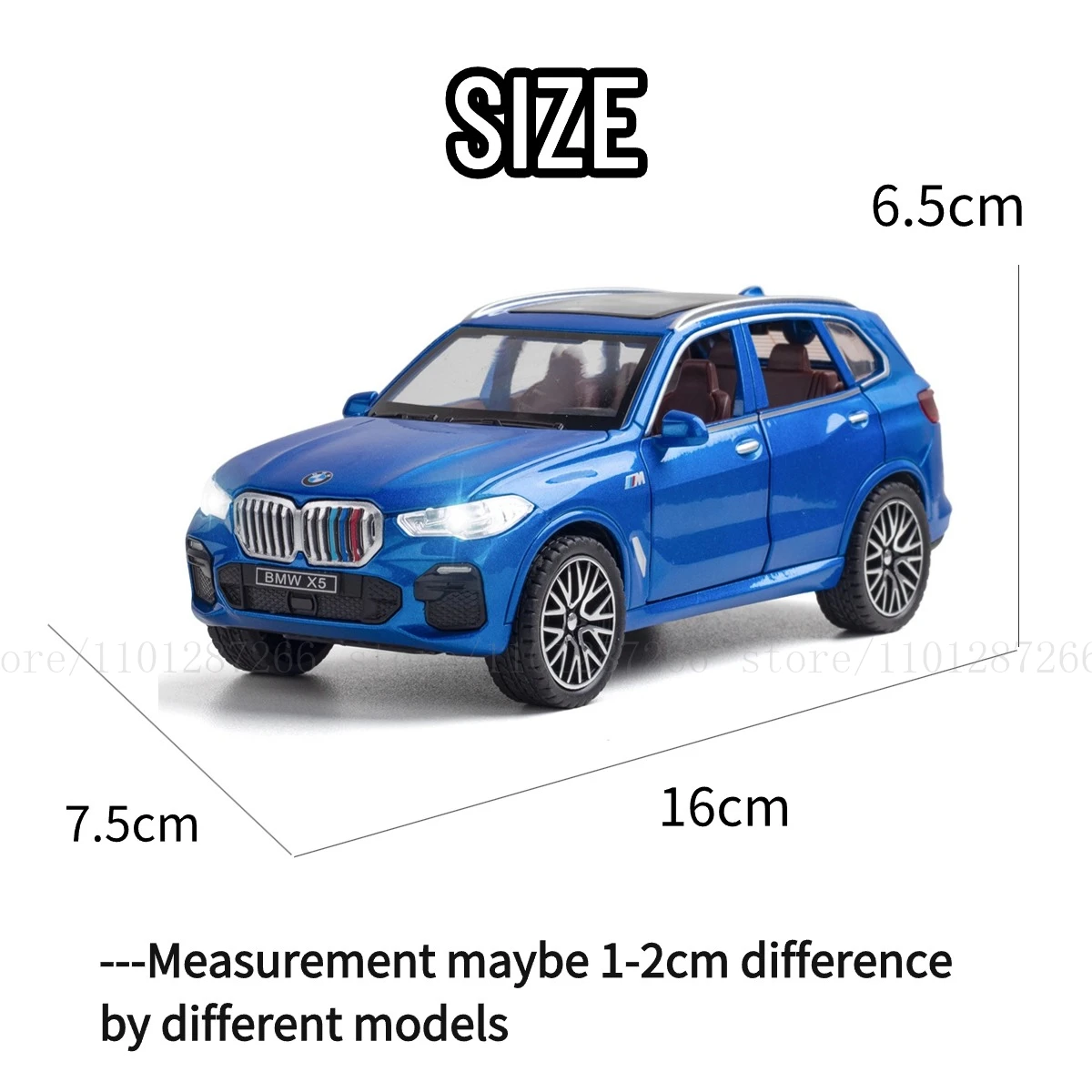 1:32 BMW X5 Pullback Car Toy with Lights Engine Sound, Suzuki Toyota Audi Diecast Car Model Scale Replica Gift Kid Boy Toy 3