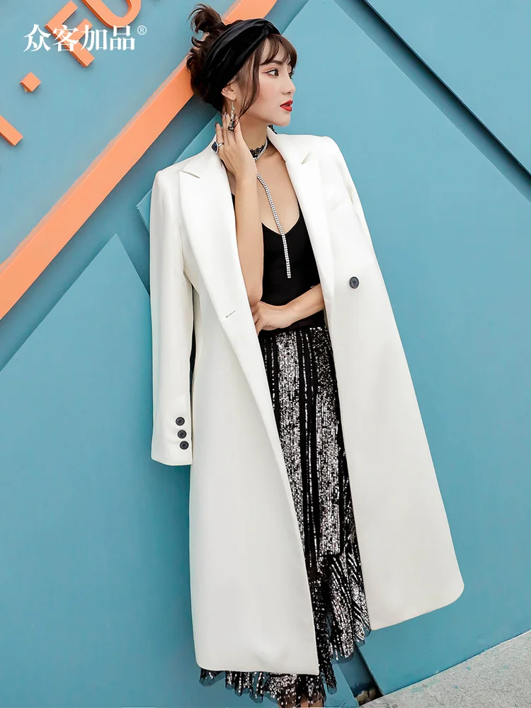 

White trench coat for women, medium length, spring and autumn 2023, new Korean style, slim, waist closing, slim, suit collar