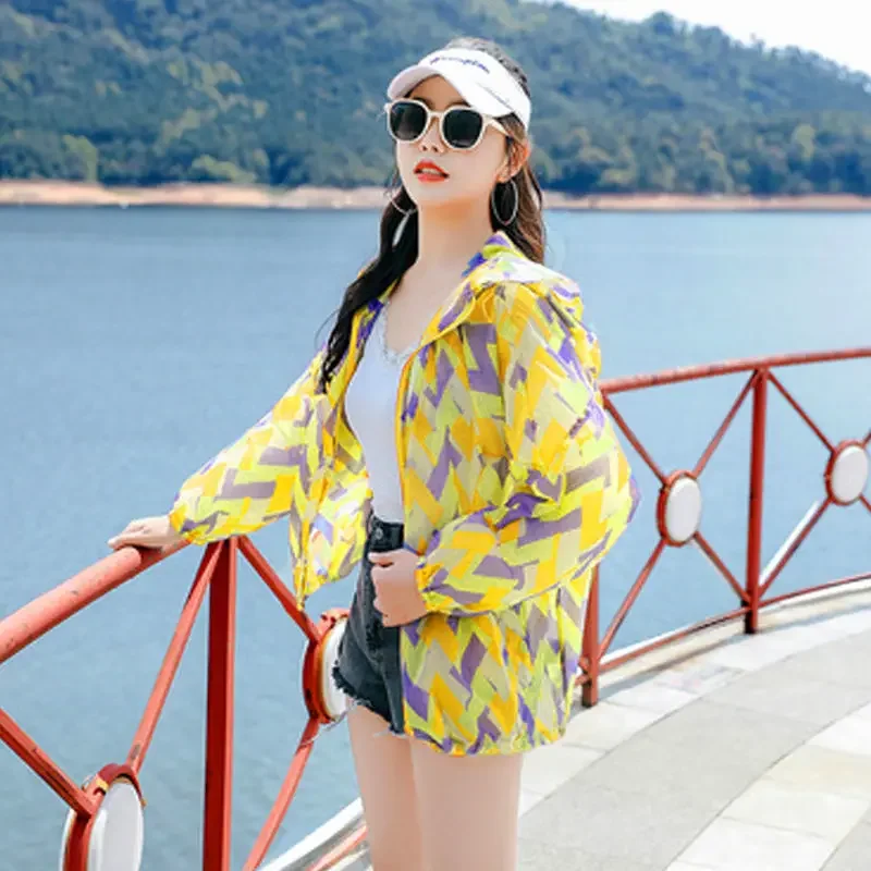 Fashion Summer Women's Hooded Sun Protection Clothing Sports Jacket Anti-UV Wholesale Korean Thin Coat Breathable New