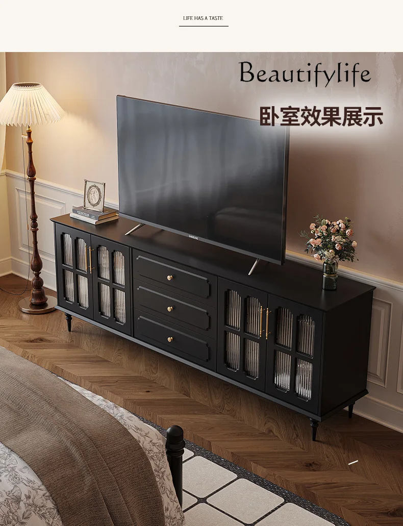 

American Retro TV Bench for Bedroom Small Apartment Simple Black High Dresser Locker