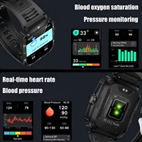 EIGIIS Smart Watch 3ATM Waterproof 1.96" IPS Screen Military KT71 Men 100+ Sport Mode Heart Rate Blood Pressure Bluetooth Call 5