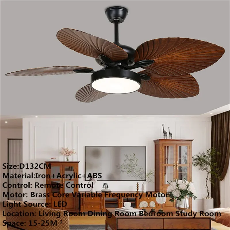 APRIL European Luxury LED Fan Light American Retro Living Room Restaurant Bedroom Ceiling Fan Light Remote Electric