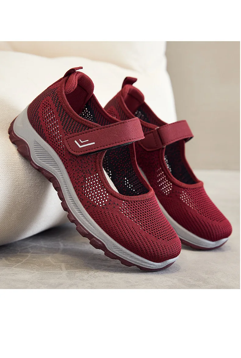 Women's Walking Outdoors Casual Soft Bottom Mom Shoes Fashion Socks Sneakers Comfortable Hollow Solid Sport Shoes