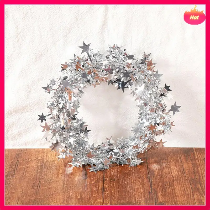 Multi 9PCS Tinsel Stars Wire Garlands Star Garlands For Wreath Making Gifts Wrapping And DIY Craft Projects