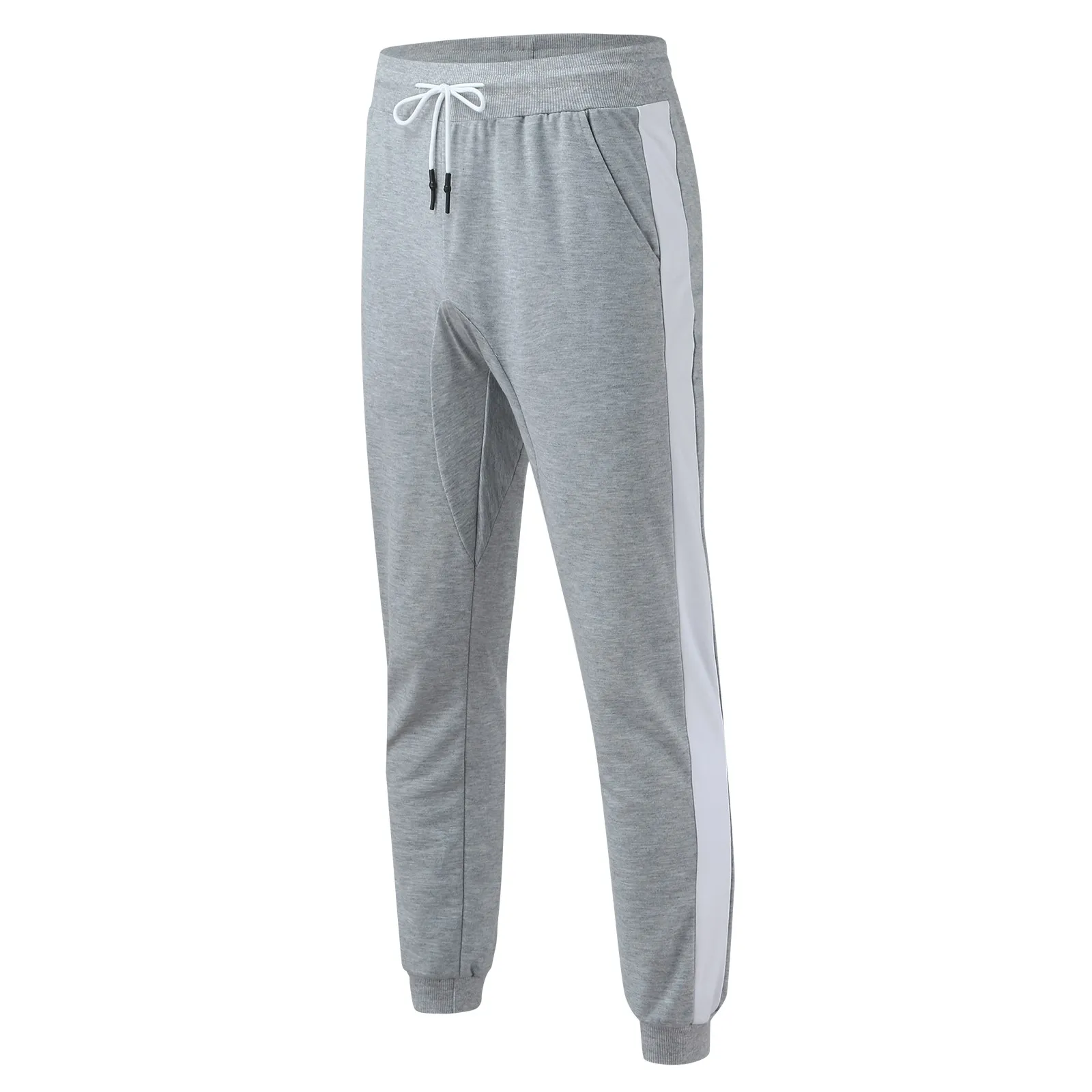 gray sweatpants Men's Fitness Pants Casual Mid Waisted Sweatpants Trousers Zipper Pocket Color Block Jogging Sports Tracksuit Pants grey sweatpants