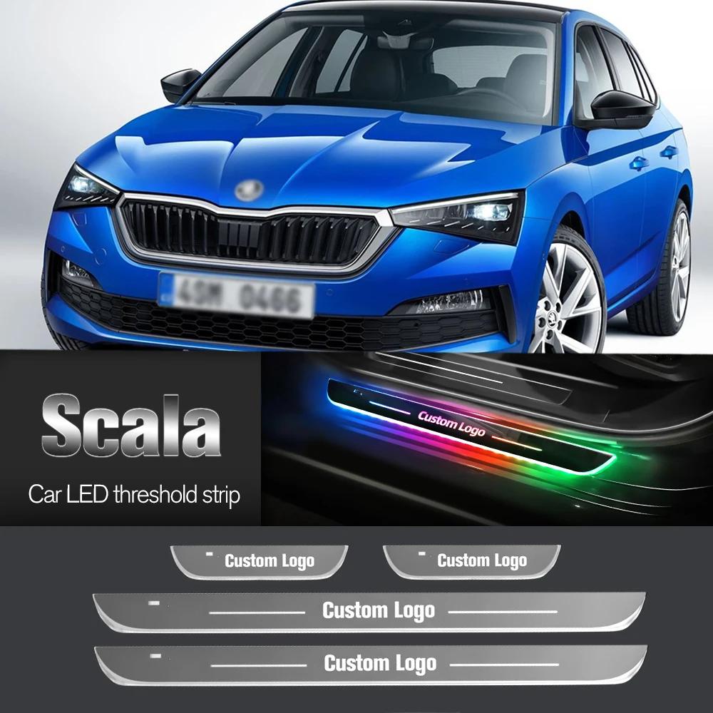 

Car Door Sill Light For Skoda Scala 2018-2023 2019 2020 2021 2022 Customized Logo LED Welcome Threshold Pedal Lamp Accessories