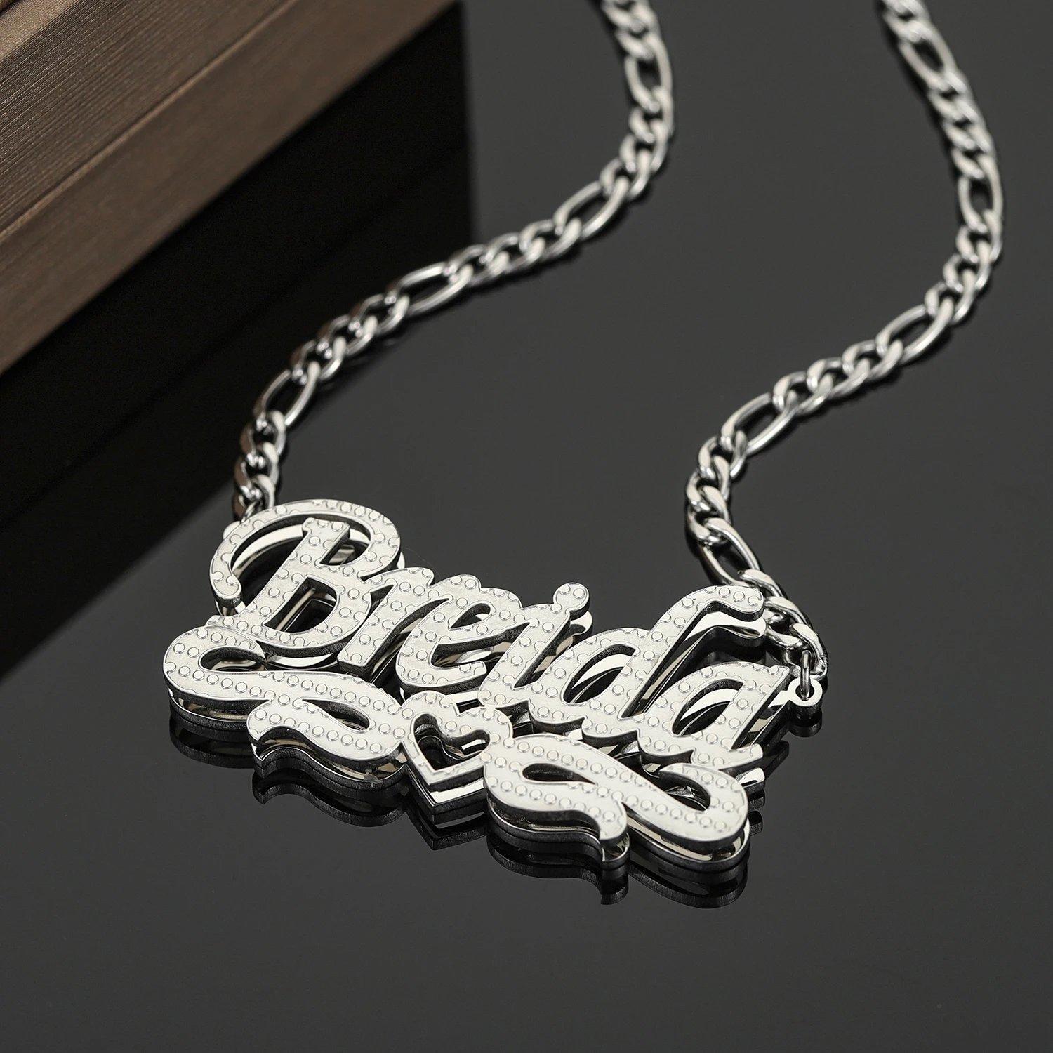 Personalized Two Tone Double Layer Heart Nameplate Pendant Custom 18K Gold Plated Stainless Steel Name Necklace For Women Gifts