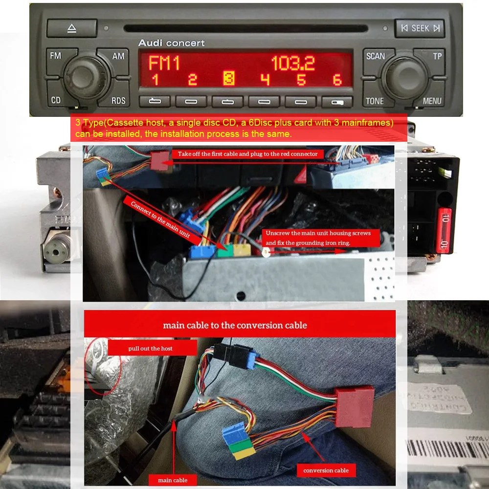For Audi A3 8L 8P A4 B5 B7 A6 4B A8 4D Car Bluetooth 5.0 AUX