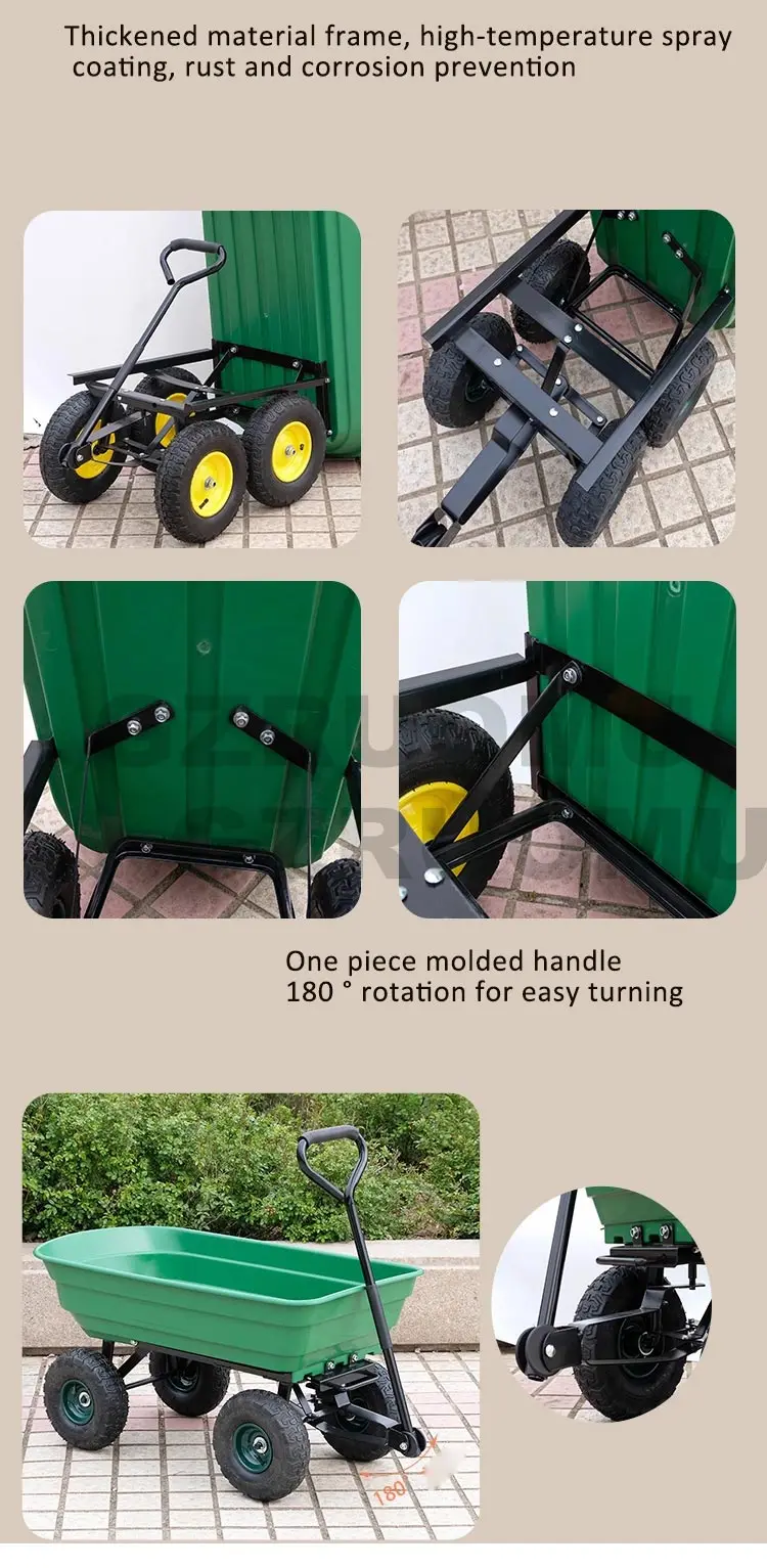 75kg Capacity Garden Cart Heavy Duty Utility Lawn Yard Dump Cart Wagon Carrier w