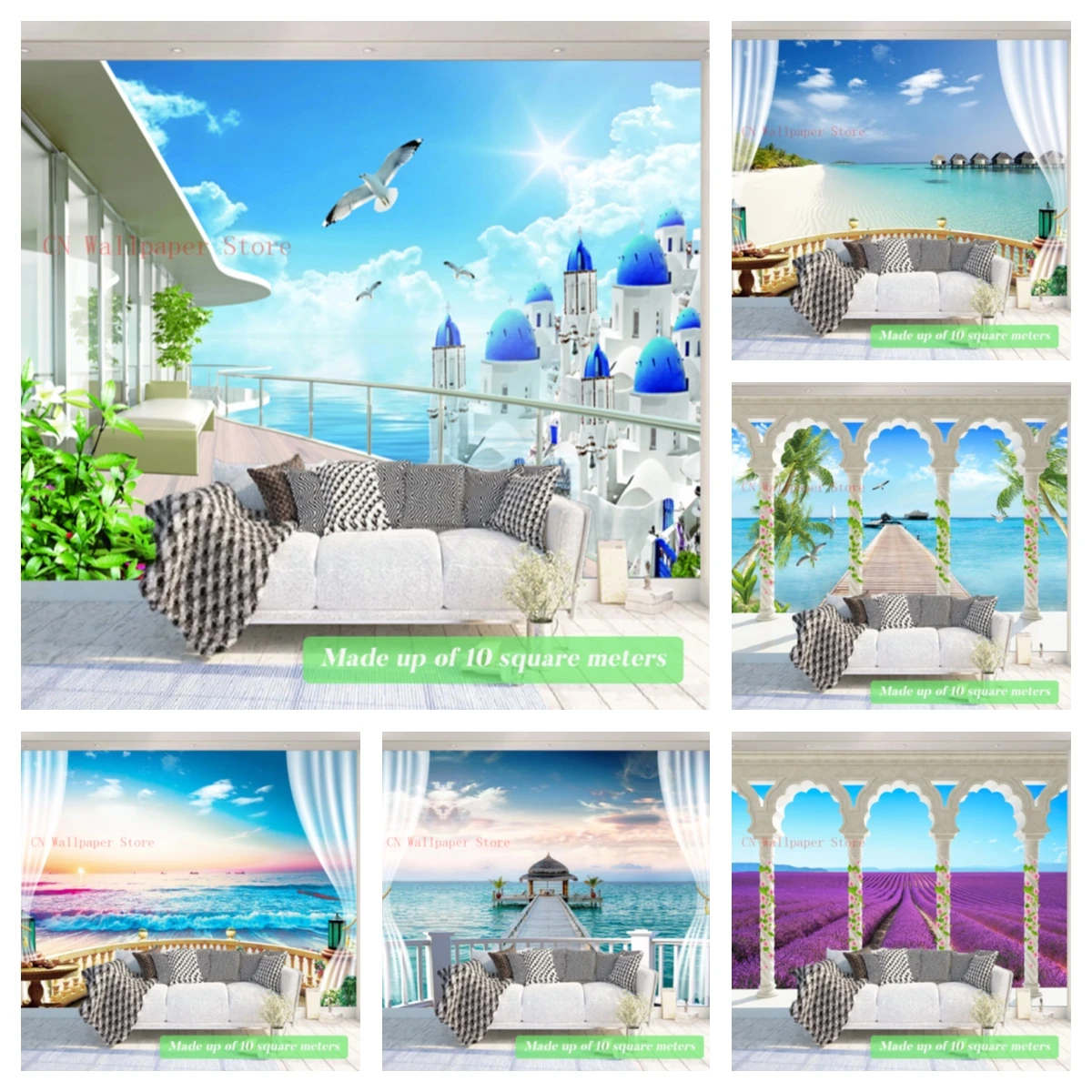 

3d Beach Mural Wallpaper for Living Room Bedroom TV Sofa Wall Background Decoration Large Size Scenery Canvas Landsacpe Poster