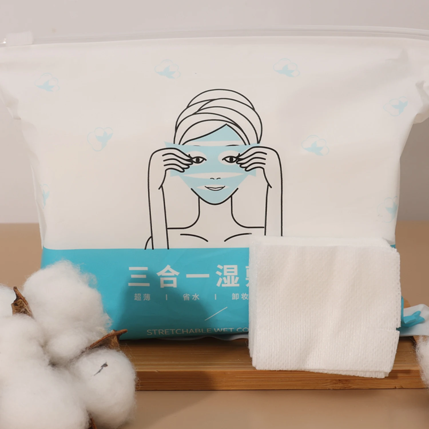 Recycled Fiber Wet Compress Cotton Pads for Makeup and Face Care