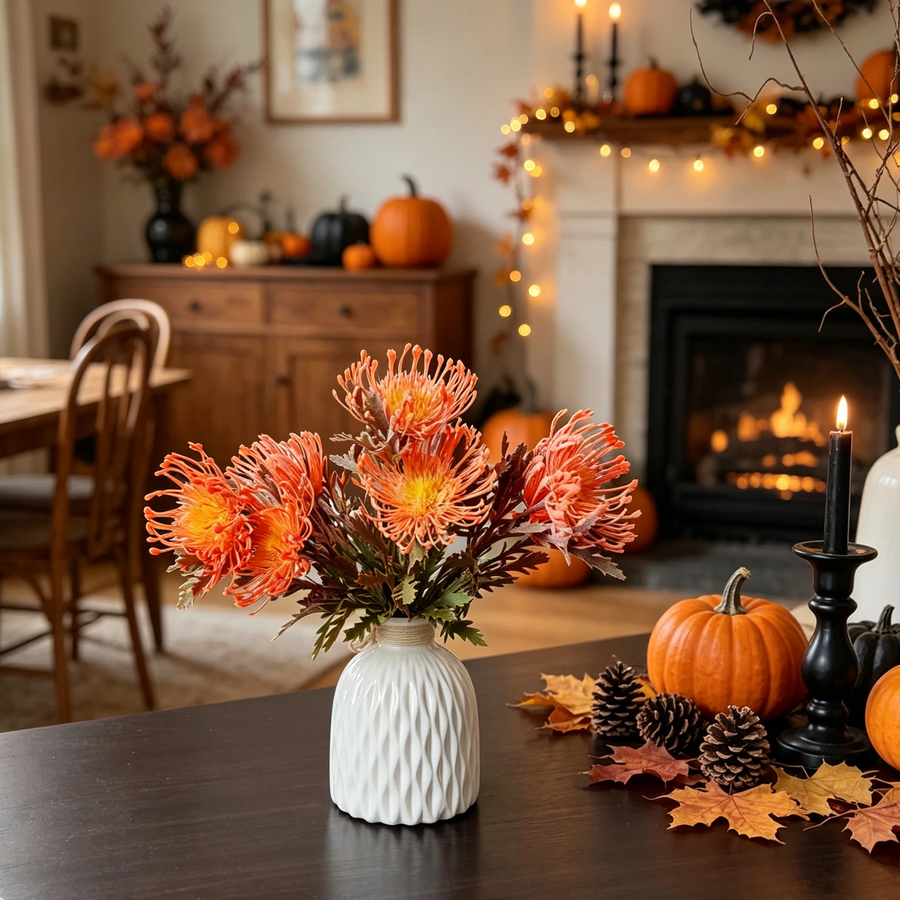 3 Stück Künstliche Blumenzweige Krabbenkralle Festival-Vase Heimdekoration Hochzeit Herbst Halloween Deko Kunstpflanzen Garten-Accessoire