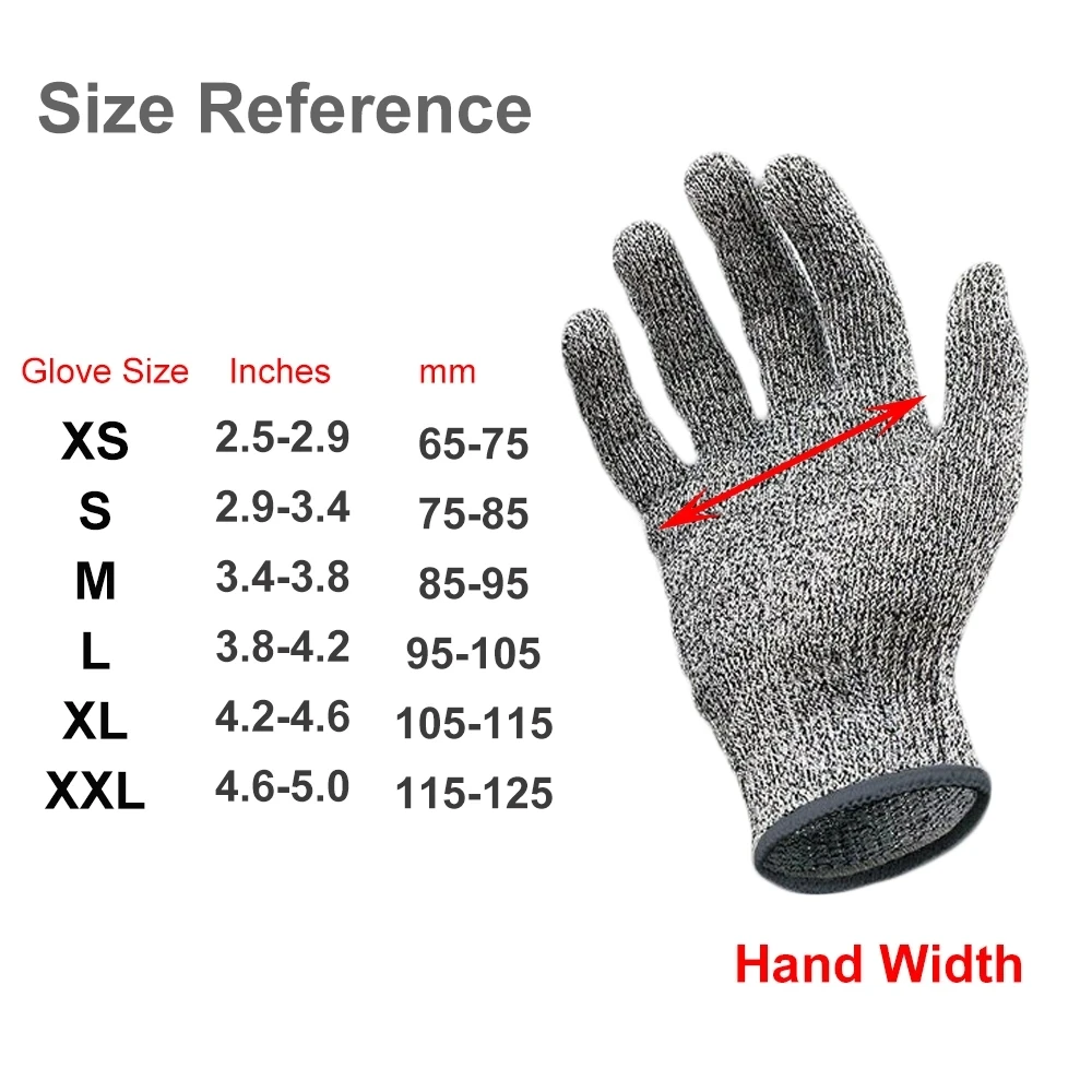 Anti Cut Gloves 1Pair Grey Black HPPE EN388 ANSI Anti-cut Level 5 Safety Work Gloves Cut Resistant