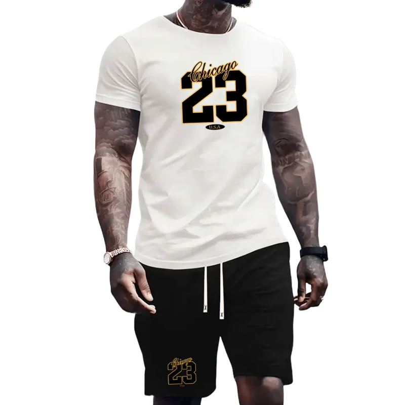 2024 Summer Fashion Men's Sportswear T-shirt Shorts Set Casual Short Sleeve Set Jogging Fitness Clothing Brand Clothing 2