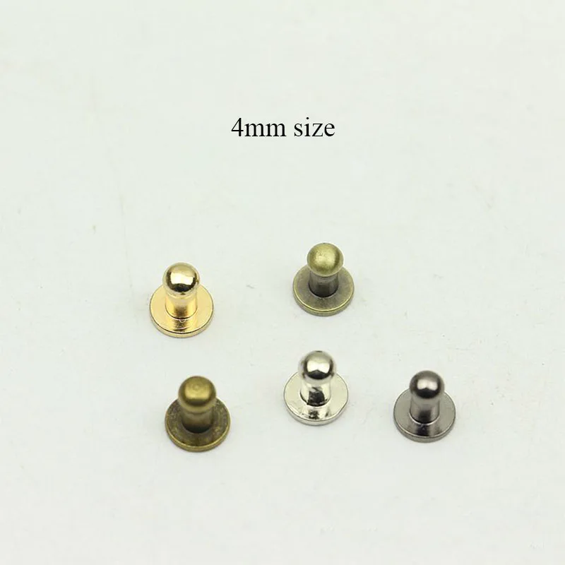 100pcs 4mm Mini Copper Nipple Nail Buckle Metal Rivet for Bag Purses Fastner Clasps Studs Screw Buttons Leathercraft Accessories