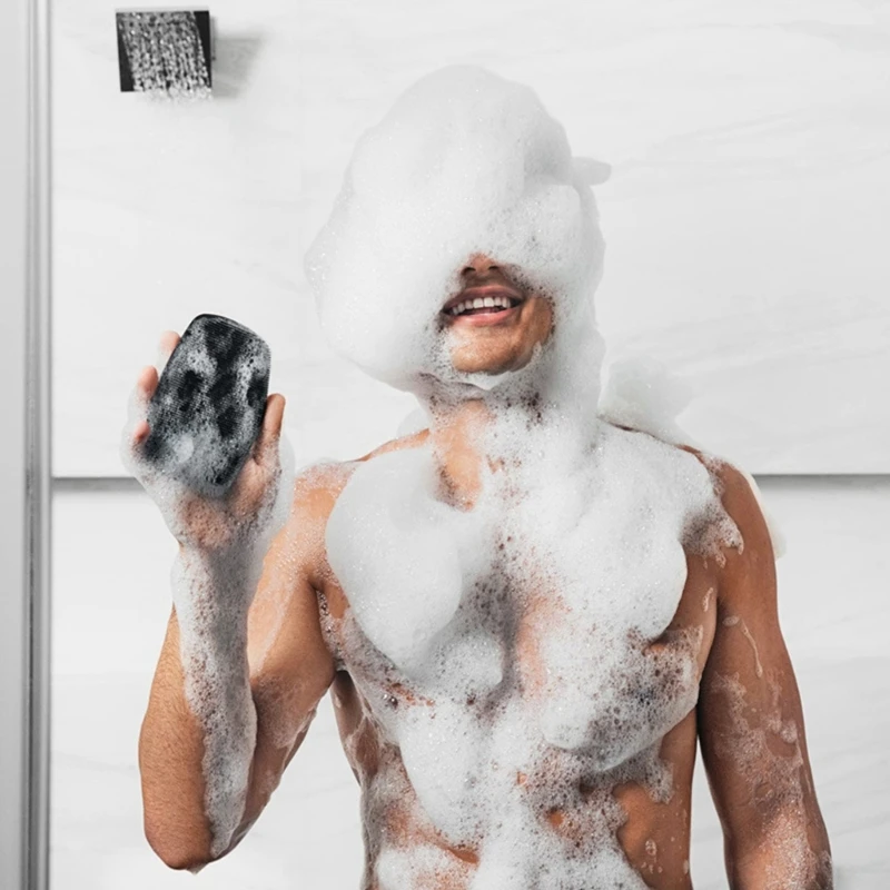 Dropshipping Soft Silicone Brush Cleanser Manual Body Cleansing Scrubber Shower Gentle Exfoliating Massage Bath Brush for Men 3