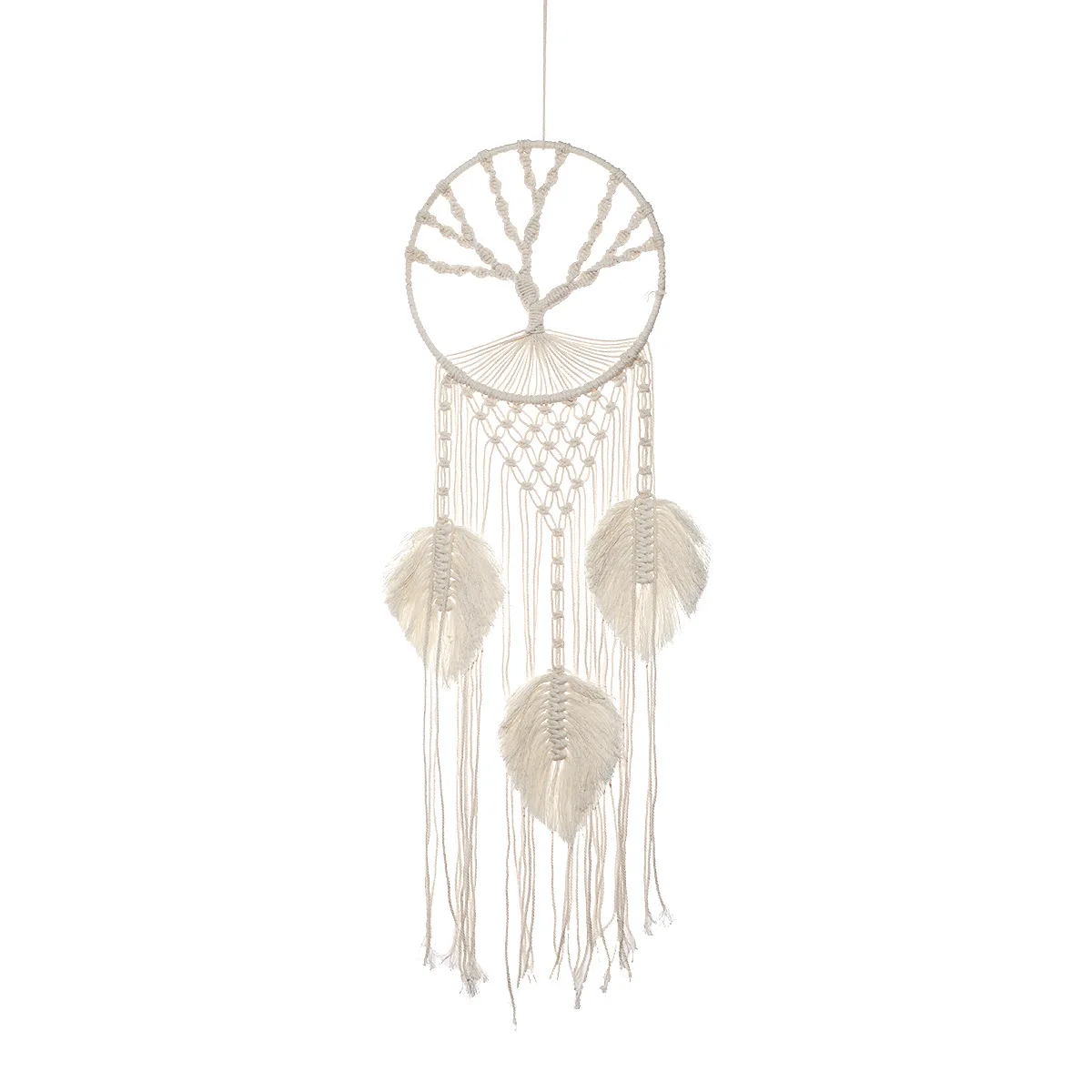 Nordic Macrame Tapestry Life Tree Leaves Dream Catcher Wall Hanging Kids Bedroom Tassel Dreamcatcher Hanging Tapestry Home Room 5
